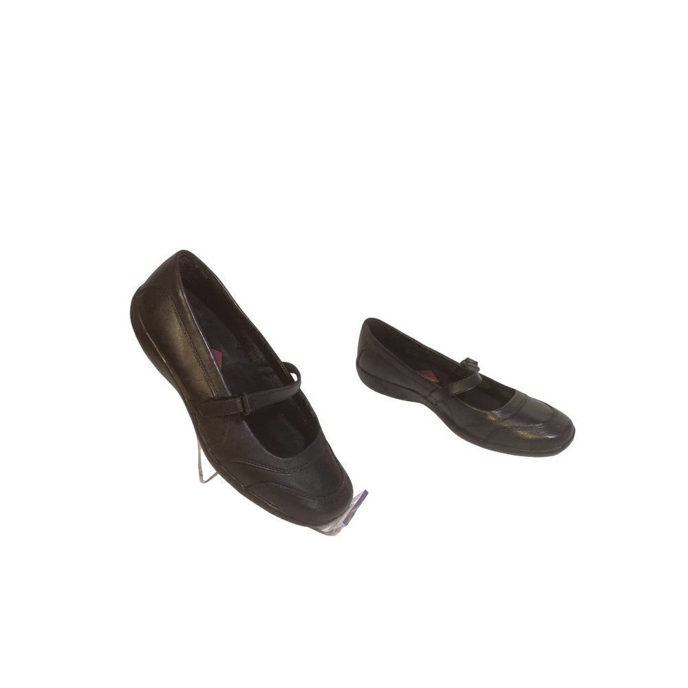 Keuka Cafeโ Sure Grip Black Leather Mary Jane Flat Loafers Women's Size 7.5M